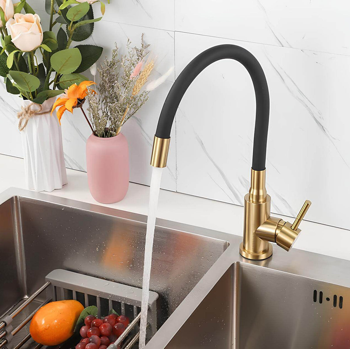 Robinet évier flexible coloré orientable 360° L'art du robinet