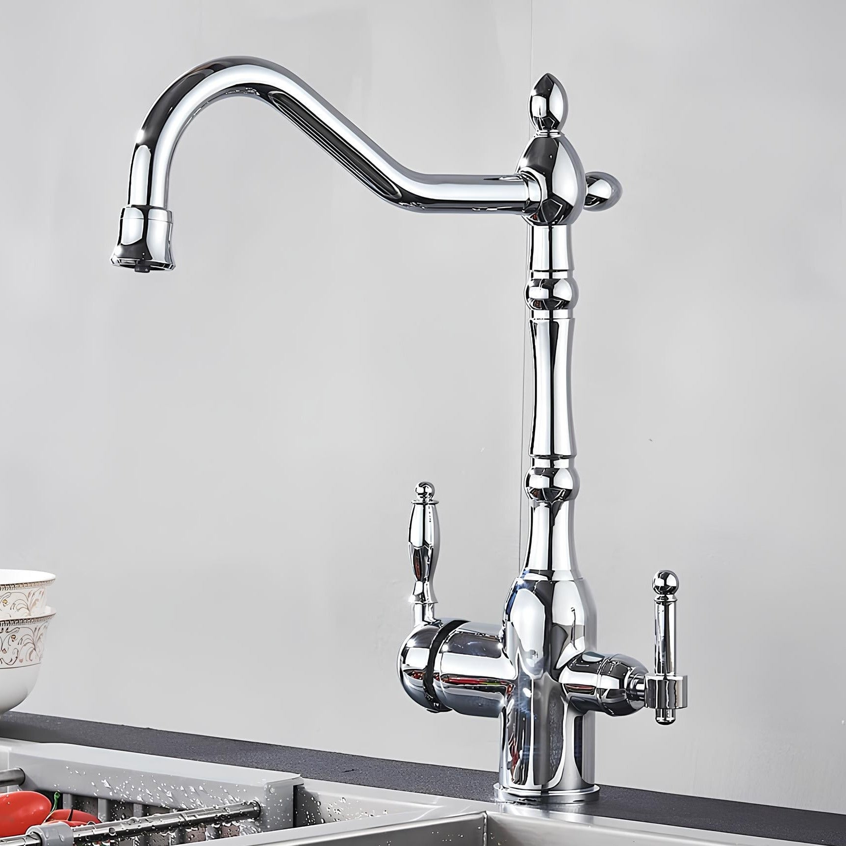 Robinet évier laiton 3-en-1 avec filtre - Style vintage L'art du robinet