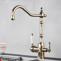 Robinet évier laiton 3-en-1 avec filtre - Style vintage L'art du robinet