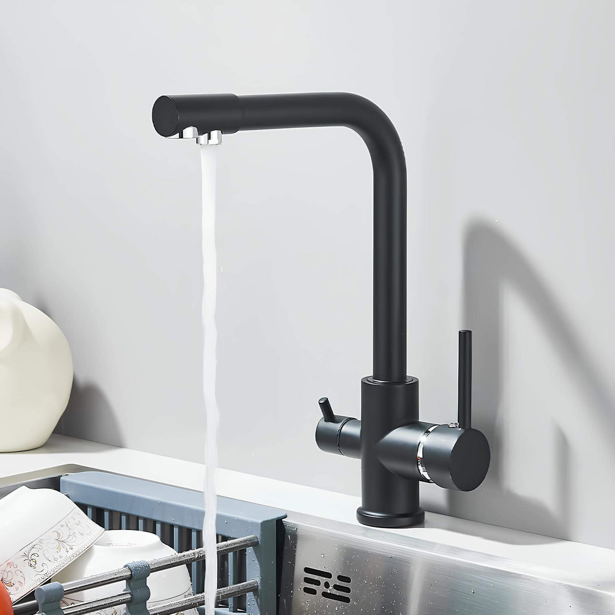 Robinet évier mitigeur double sortie filtration L'art du robinet