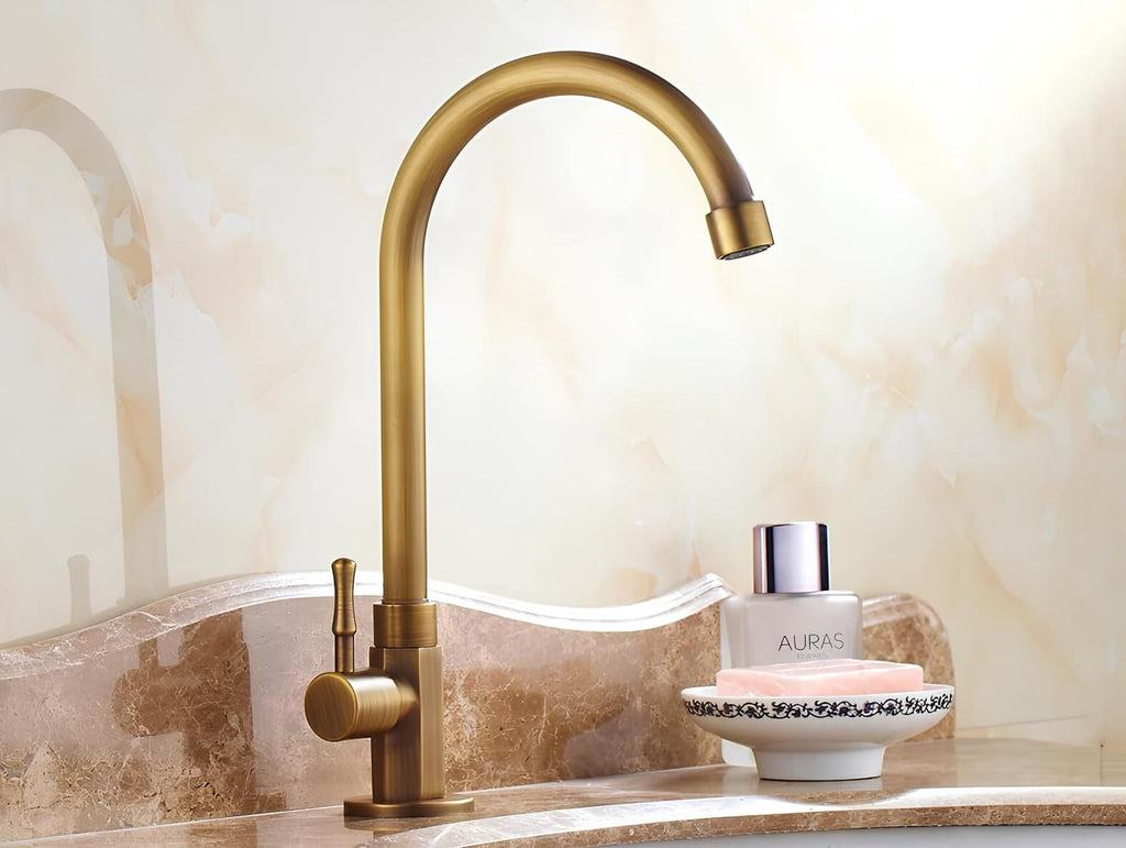 Robinet évier monotrou eau froide bronze brossé L'art du robinet
