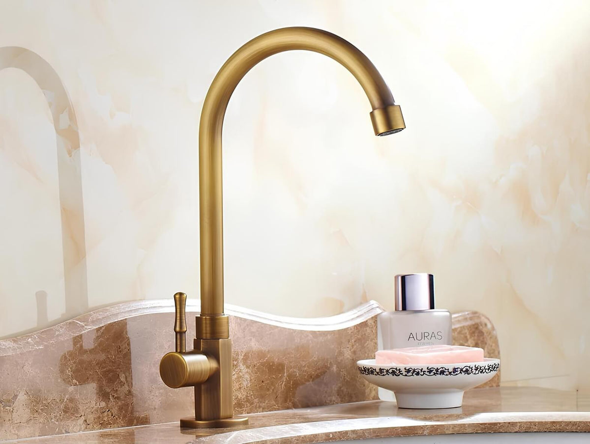 Robinet évier monotrou eau froide bronze brossé L'art du robinet