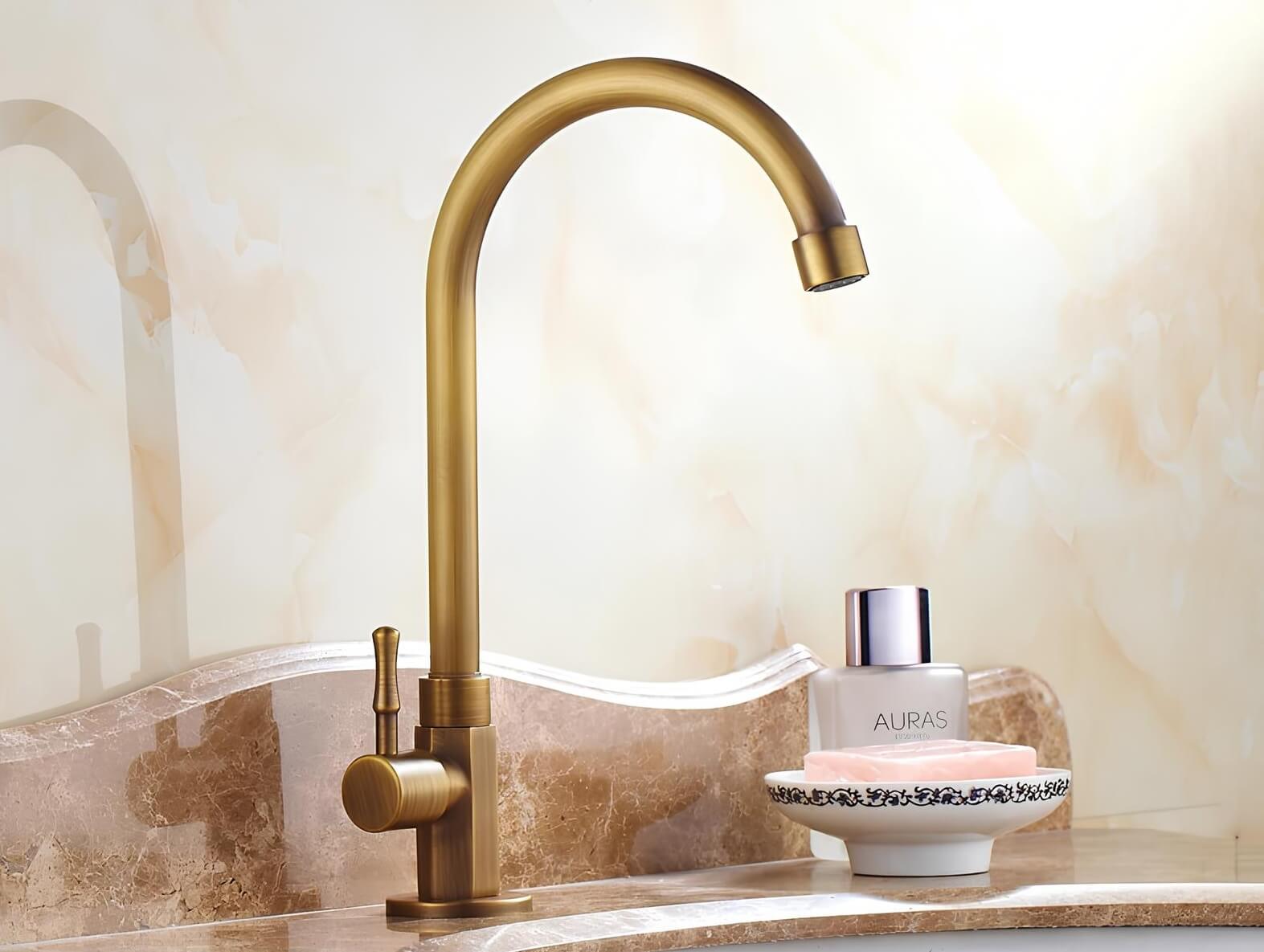 Robinet évier monotrou eau froide bronze brossé L'art du robinet