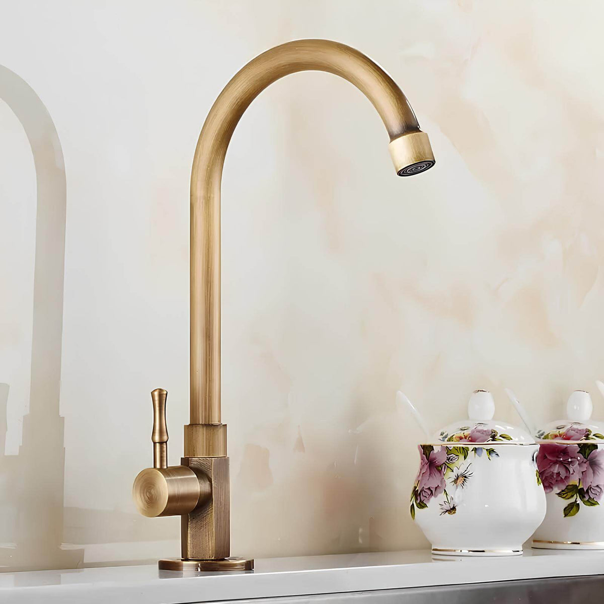 Robinet évier monotrou eau froide bronze brossé L'art du robinet