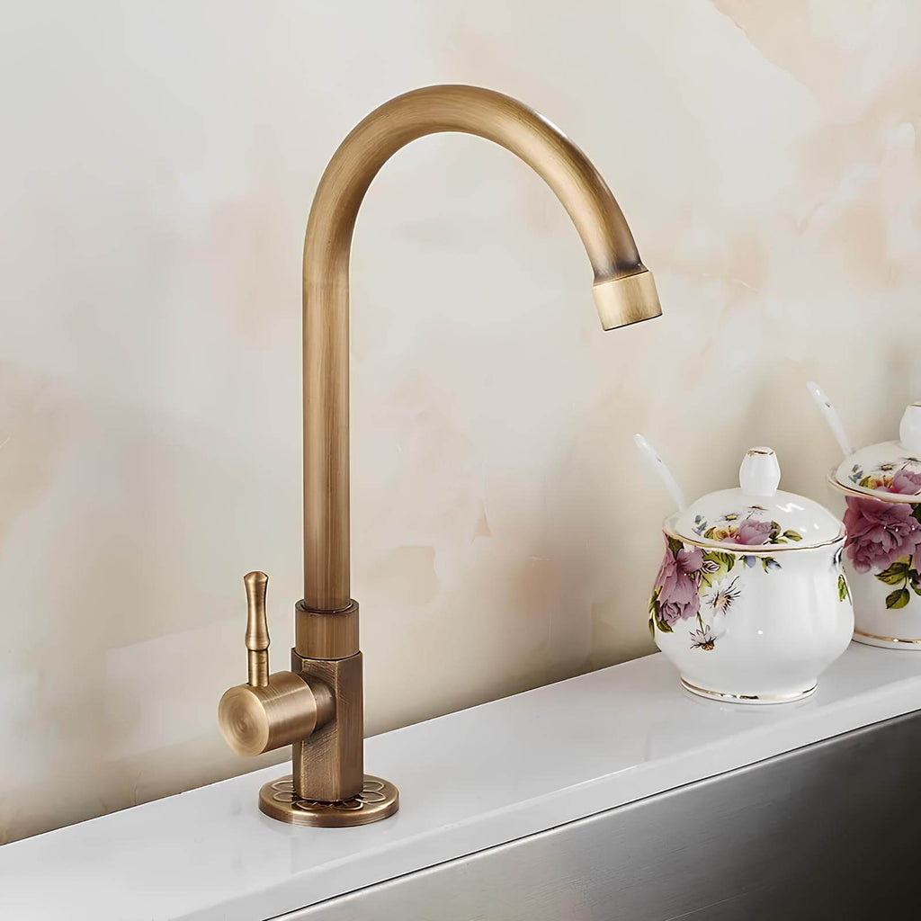 Robinet évier monotrou eau froide bronze brossé L'art du robinet