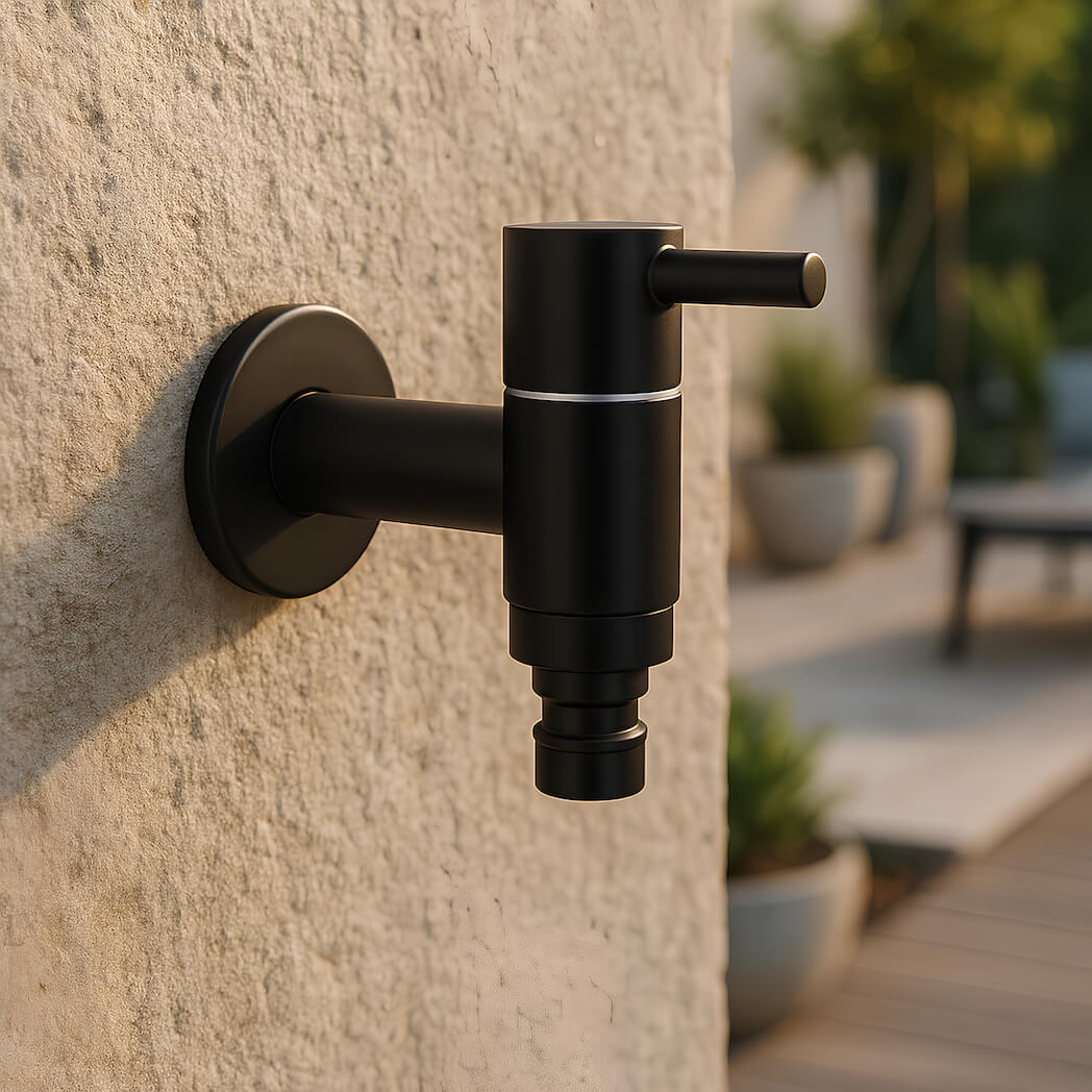 Robinet extérieur mural noir mat acier inoxydable L'art du robinet