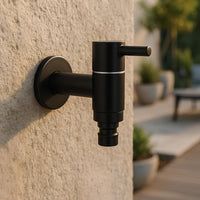 Robinet extérieur mural noir mat acier inoxydable L'art du robinet