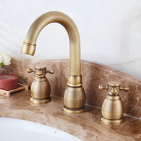 Robinet lavabo 3 trous bronze antique L'art du robinet