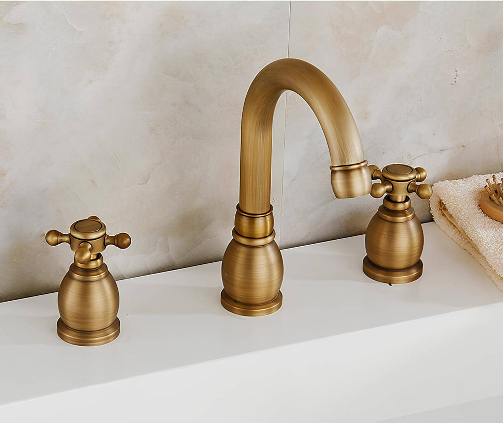 Robinet lavabo 3 trous bronze antique L'art du robinet