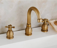 Robinet lavabo 3 trous bronze antique L'art du robinet