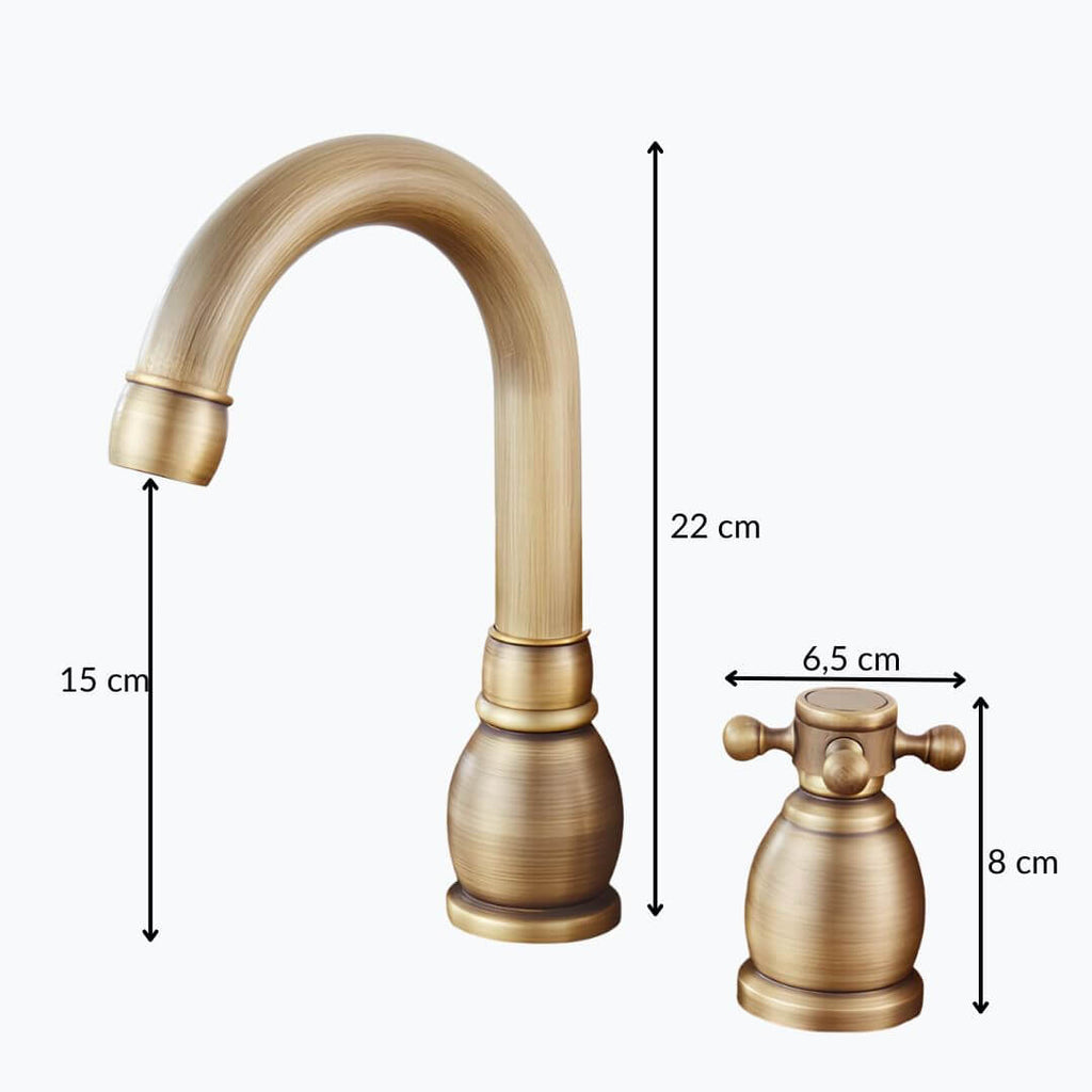 Robinet lavabo 3 trous bronze antique L'art du robinet
