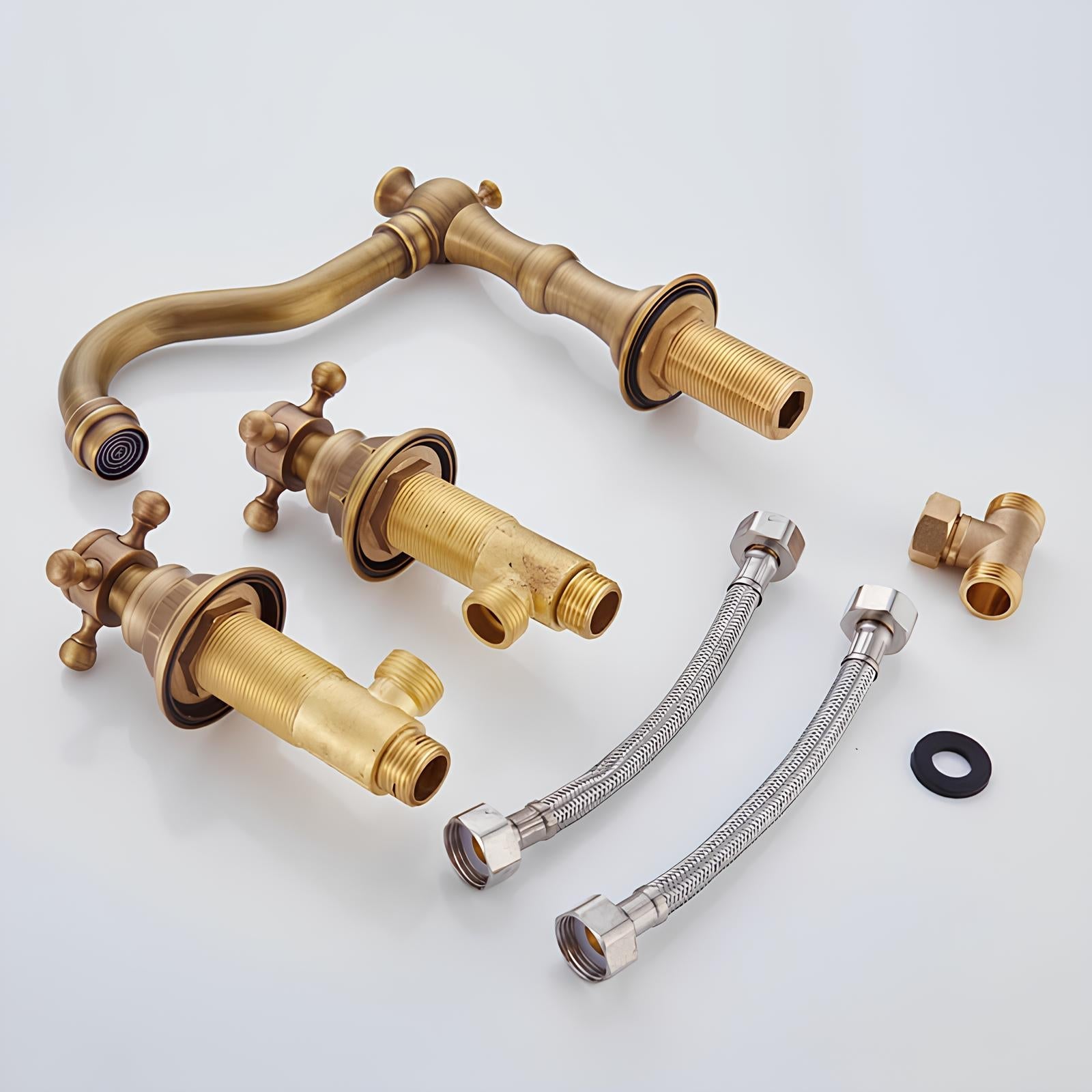 Robinet lavabo 3 trous bronze patiné vintage L'art du robinet