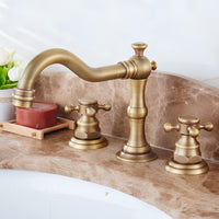Robinet lavabo 3 trous bronze patiné vintage L'art du robinet