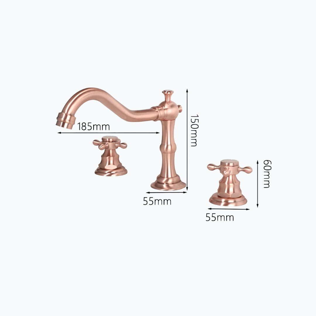Robinet lavabo 3 trous cuivre antique style classique L'art du robinet