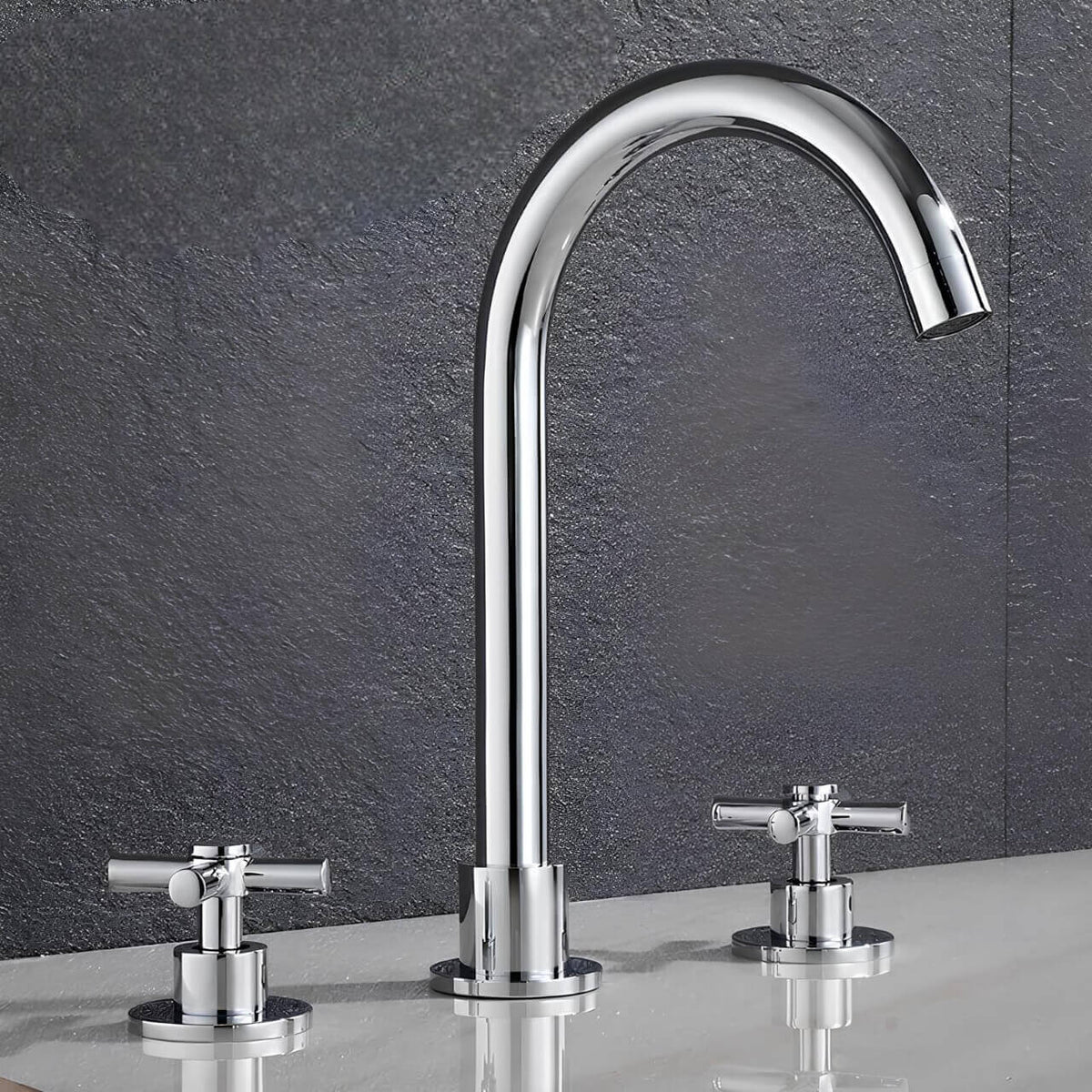Robinet lavabo 3 trous doré design moderne L'art du robinet