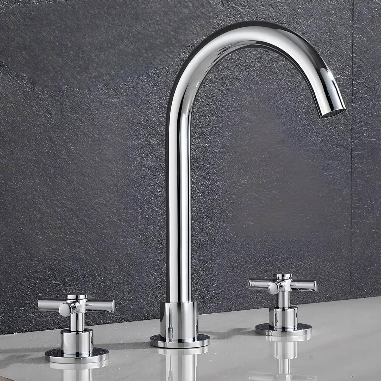 Robinet lavabo 3 trous doré design moderne L'art du robinet