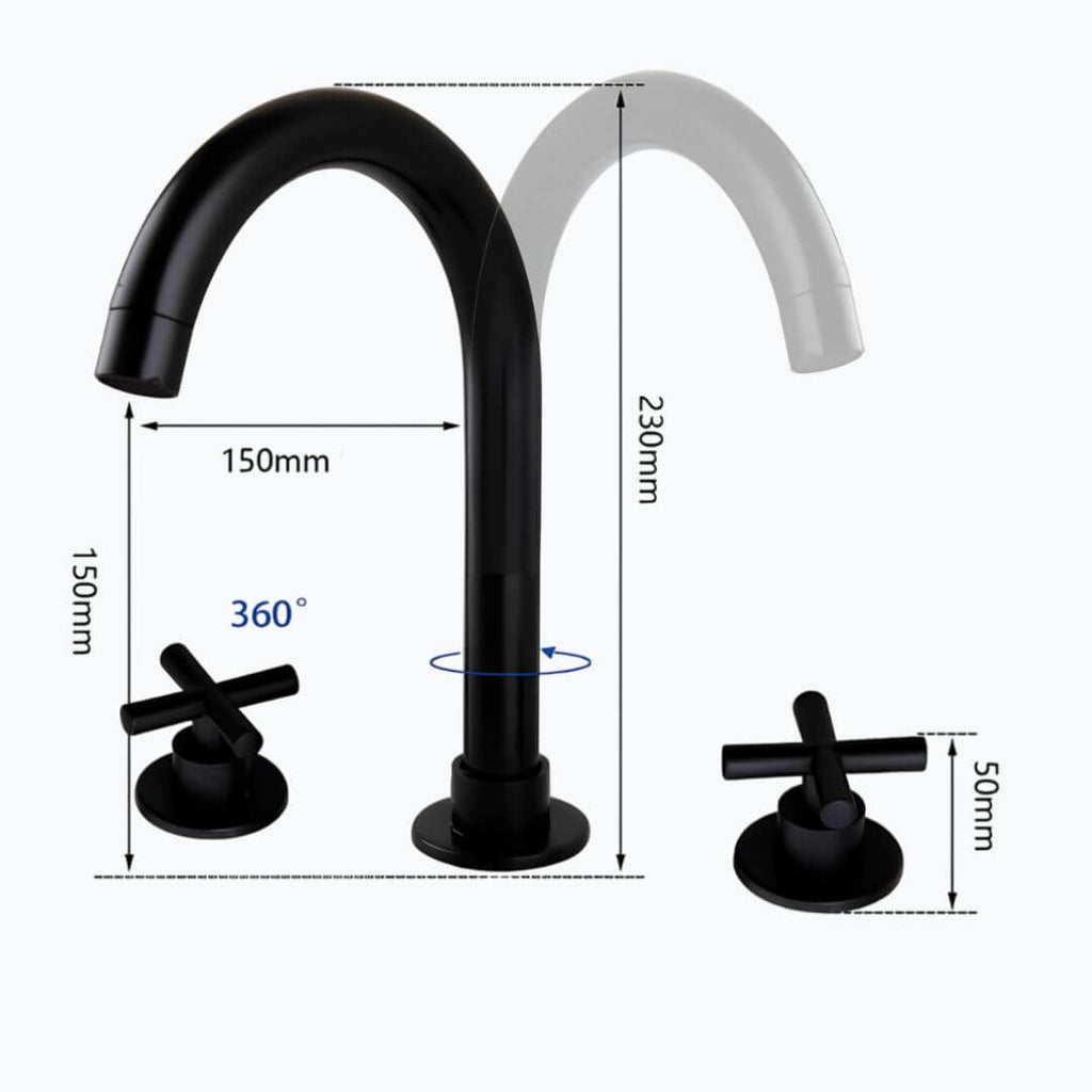 Robinet lavabo 3 trous doré design moderne L'art du robinet
