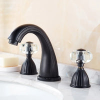 Robinet lavabo 3 trous poignées cristal doré L'art du robinet