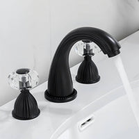 Robinet lavabo 3 trous poignées cristal doré L'art du robinet