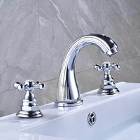Robinet lavabo 3 trous poignées croisées laiton L'art du robinet