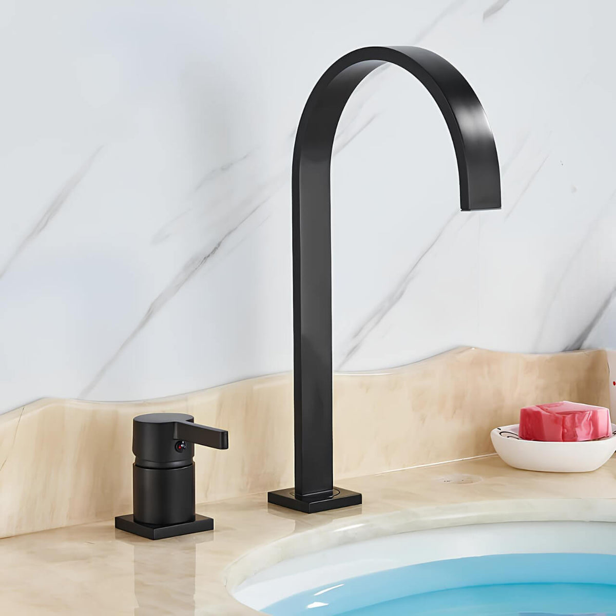 Robinet lavabo bec large deux poignées L'art du robinet