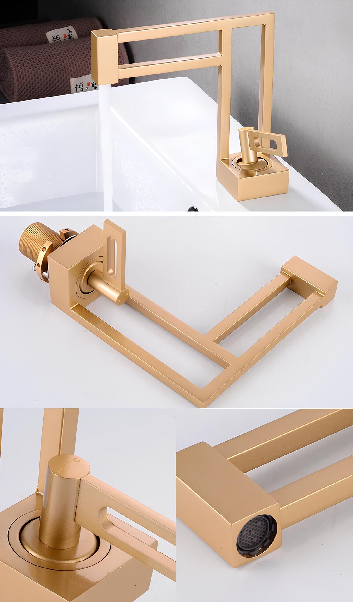 Robinet lavabo cascade laiton massif design L'art du robinet