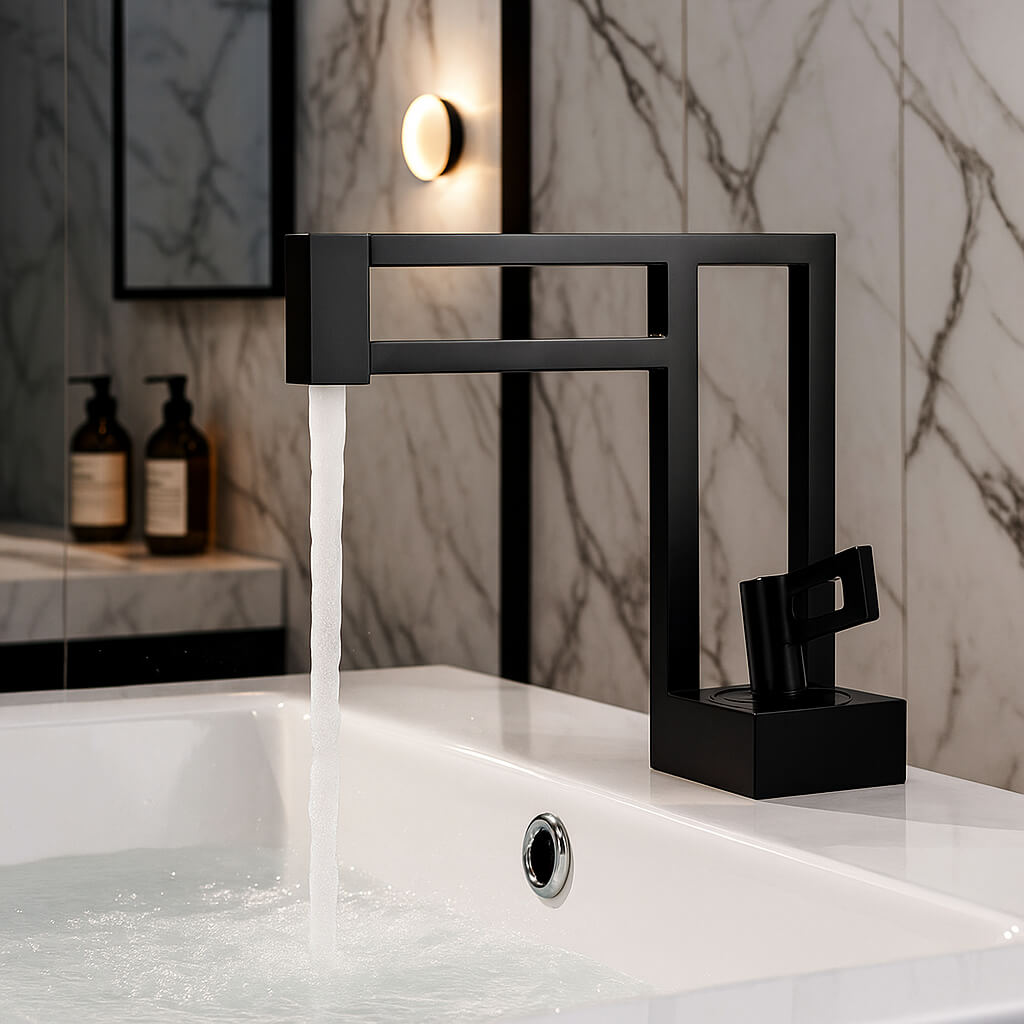 Robinet lavabo cascade laiton massif design L'art du robinet