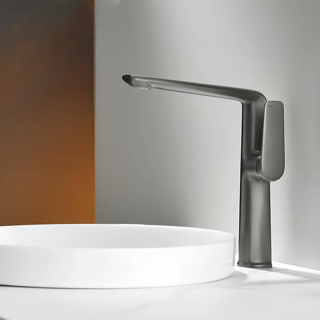 Robinet lavabo haut design - mitigeur bec allongé chrome L'art du robinet