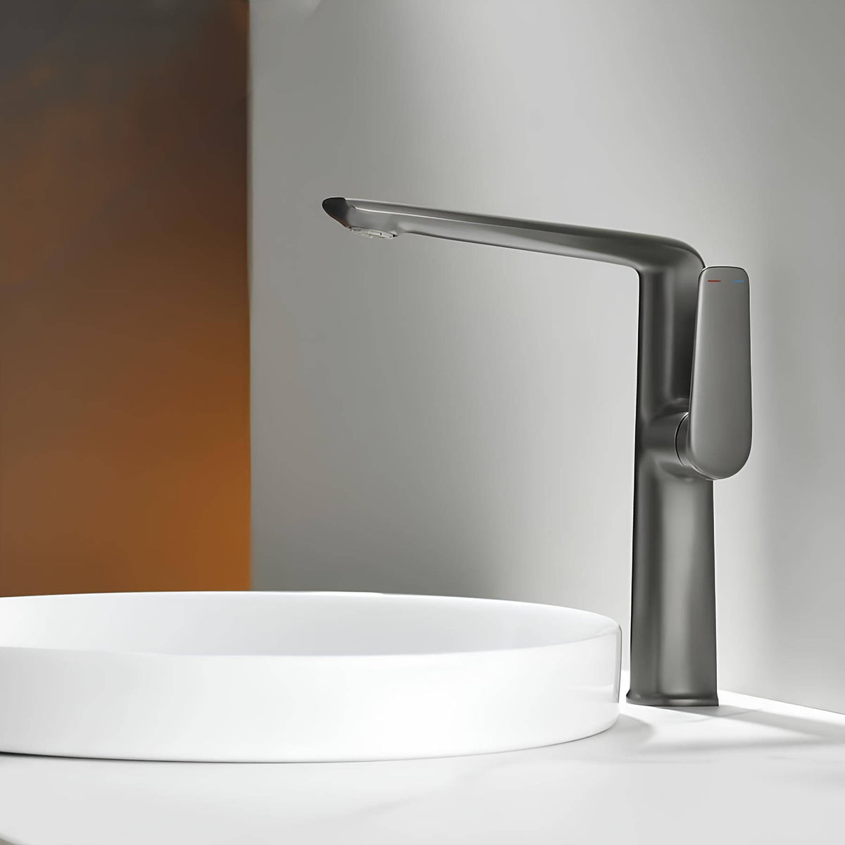 Robinet lavabo haut design - mitigeur bec allongé chrome L'art du robinet