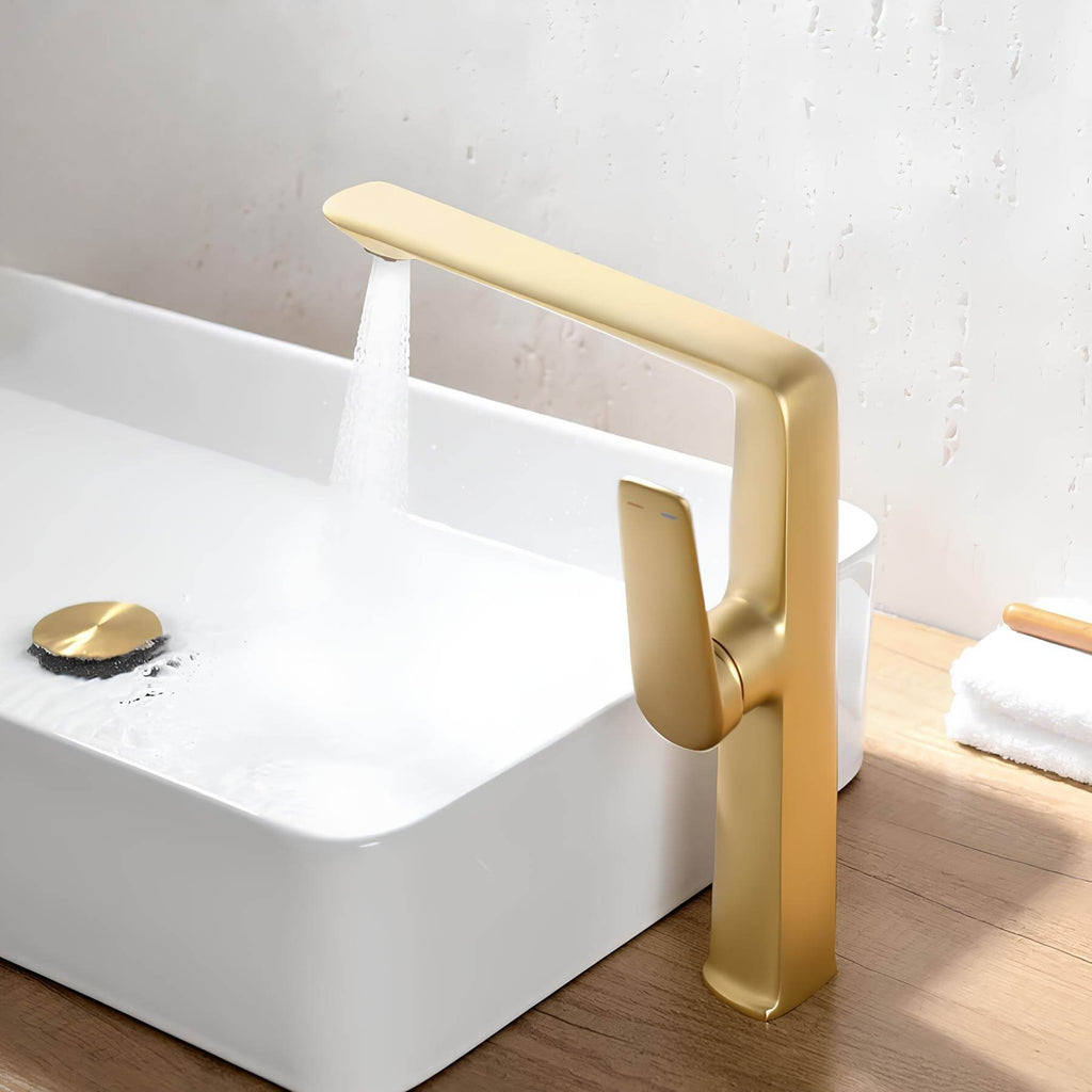Robinet lavabo haut design - mitigeur bec allongé chrome L'art du robinet