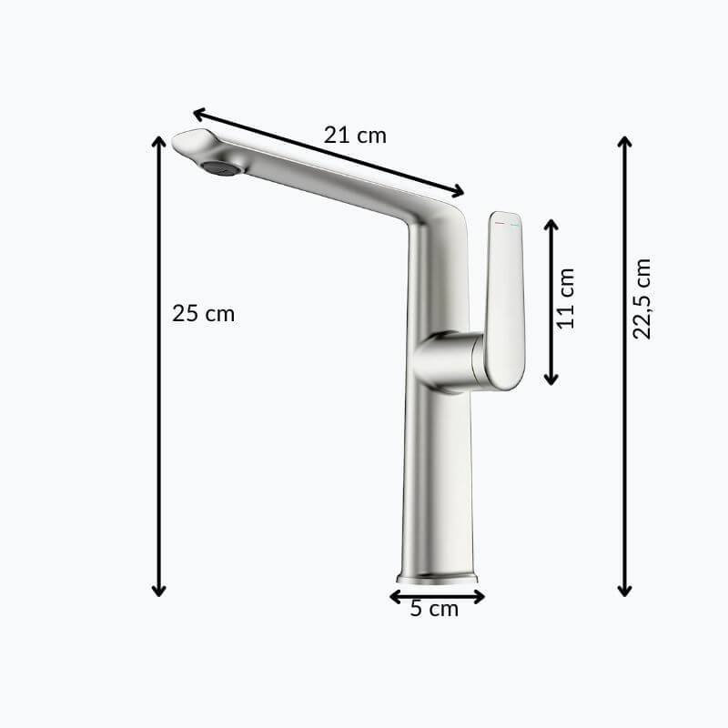 Robinet lavabo haut design - mitigeur bec allongé chrome L'art du robinet