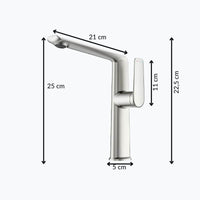 Robinet lavabo haut design - mitigeur bec allongé chrome L'art du robinet