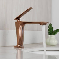 Robinet lavabo mitigeur design rose doré L'art du robinet