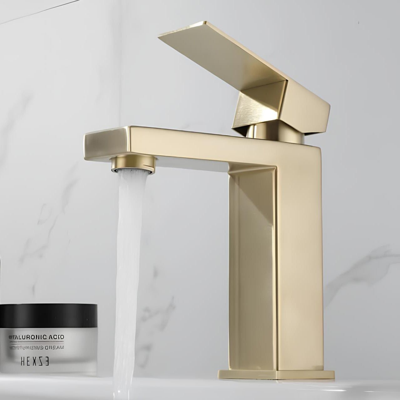 Robinet lavabo mitigeur inox or brossé L'art du robinet