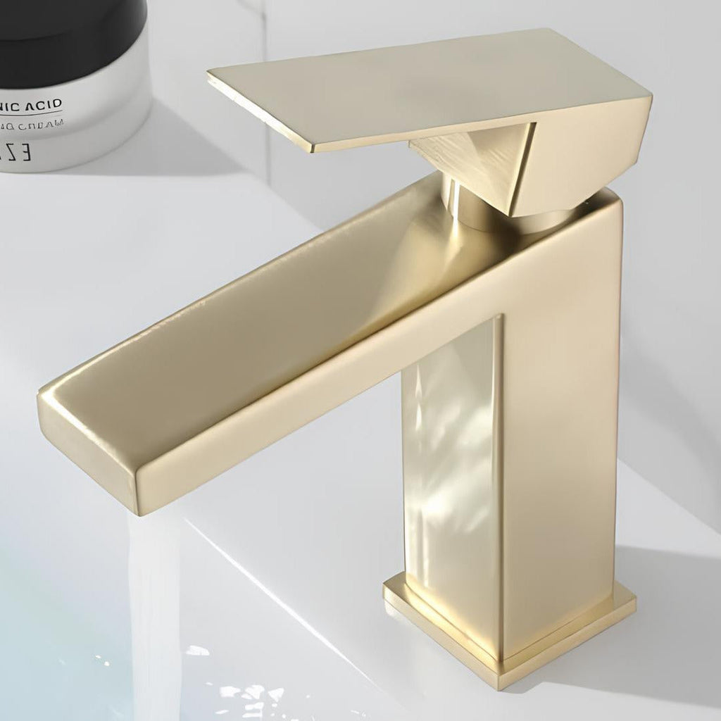 Robinet lavabo mitigeur inox or brossé L'art du robinet