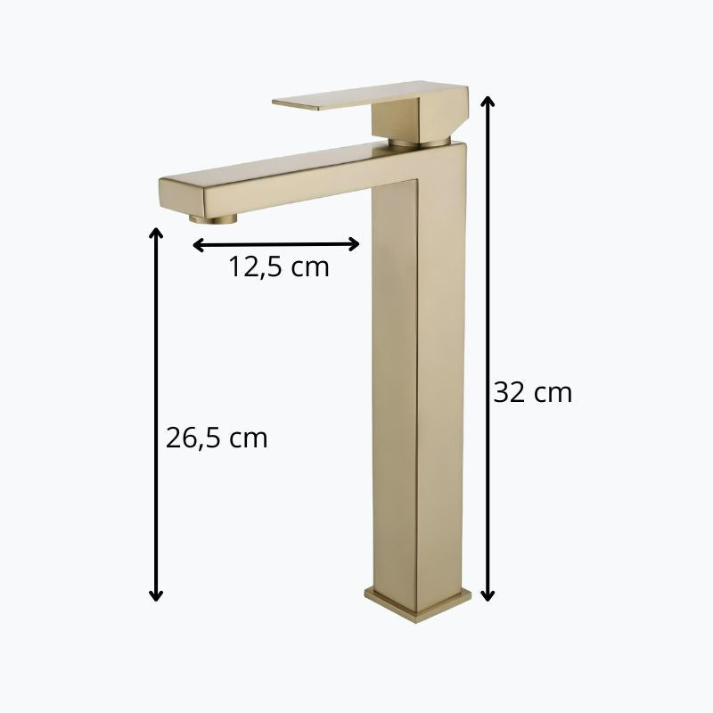 Robinet lavabo mitigeur inox or brossé L'art du robinet