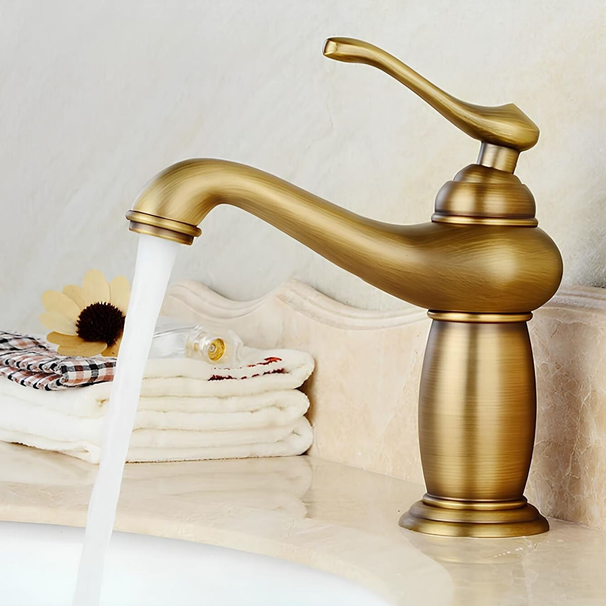 Robinet lavabo monocommande vintage bronze antique L'art du robinet