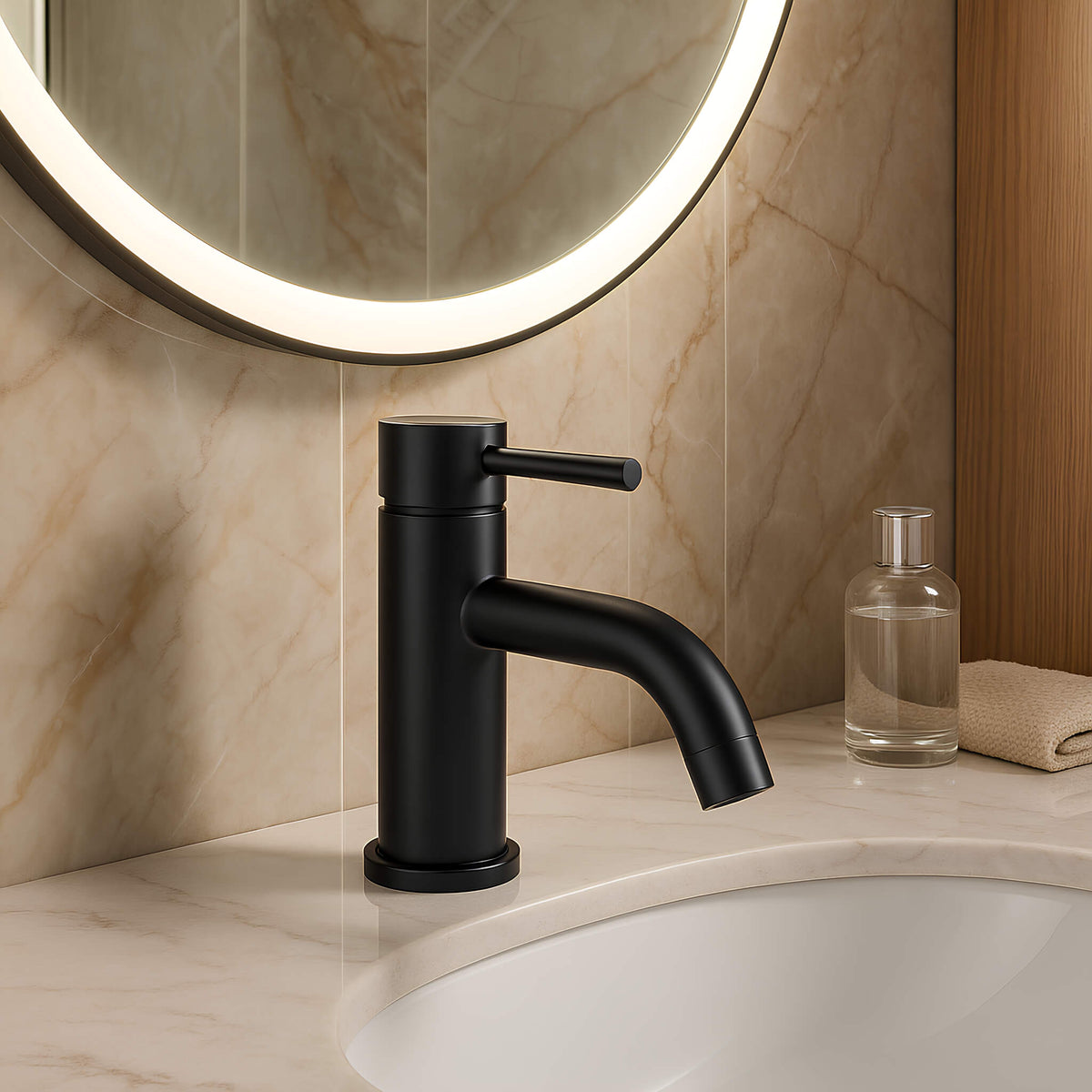 Robinet lavabo monotrou design noir L'art du robinet