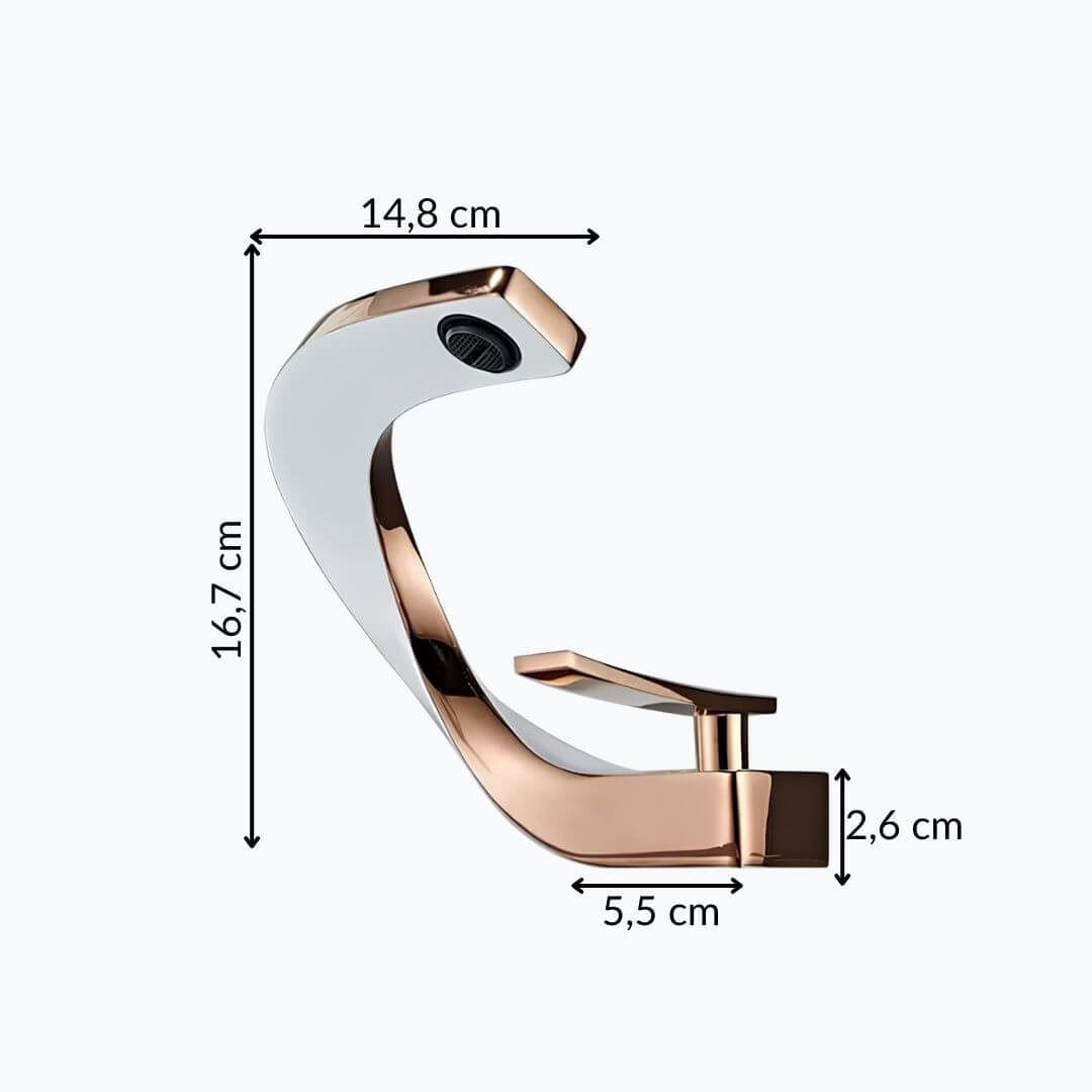 Robinet lavabo or rose design contemporain L'art du robinet