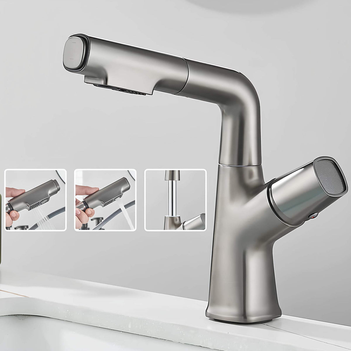 Robinet lavabo orientable avec douchette intégrée L'art du robinet