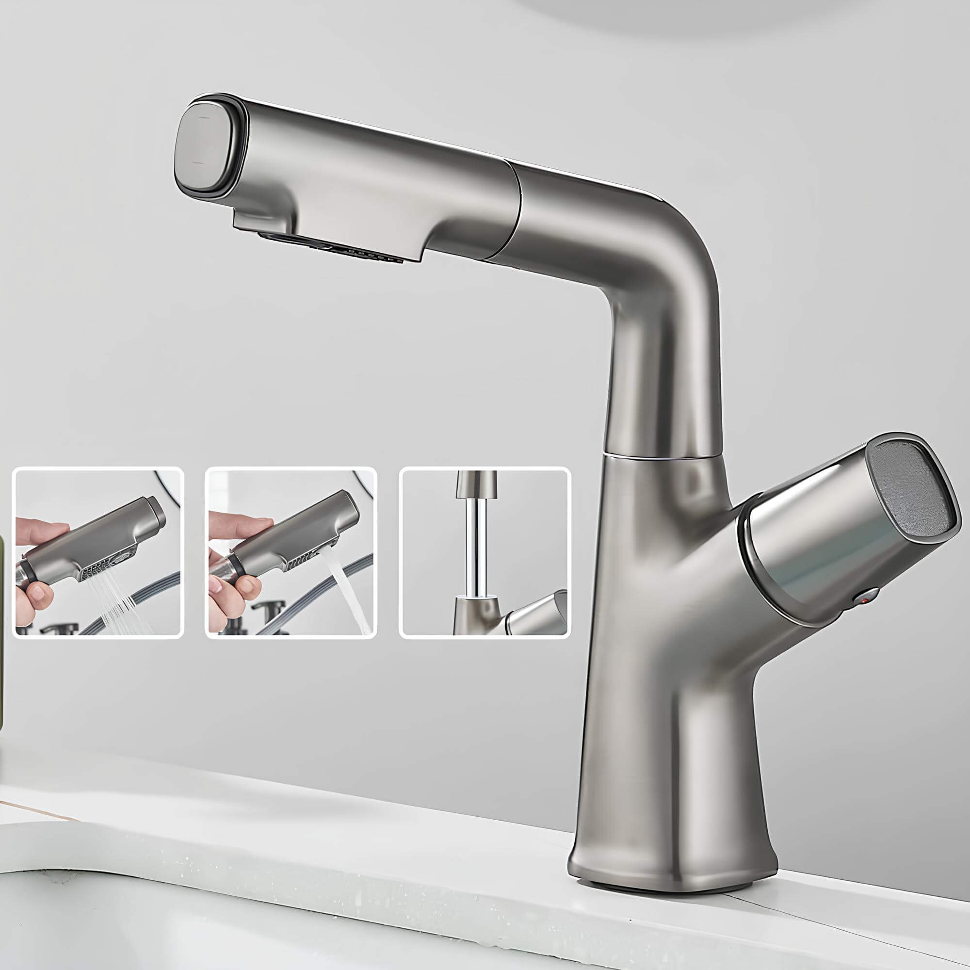 Robinet lavabo orientable avec douchette intégrée L'art du robinet