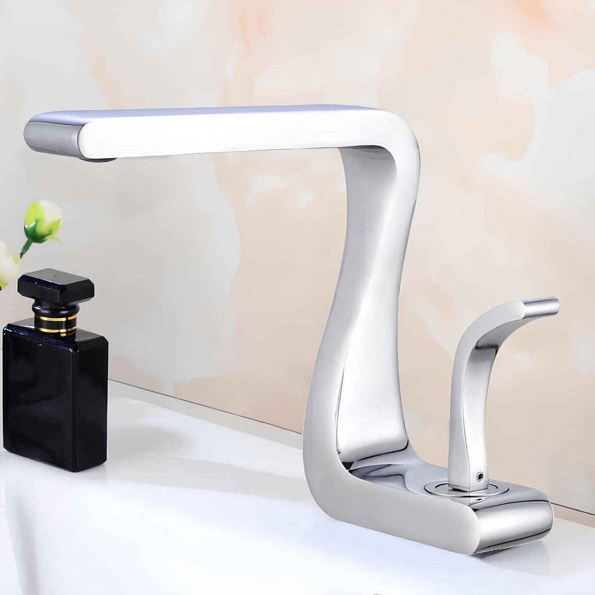 Robinet lavabo rétro blanc et or en laiton L'art du robinet