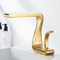 Robinet lavabo rétro chic blanc et or