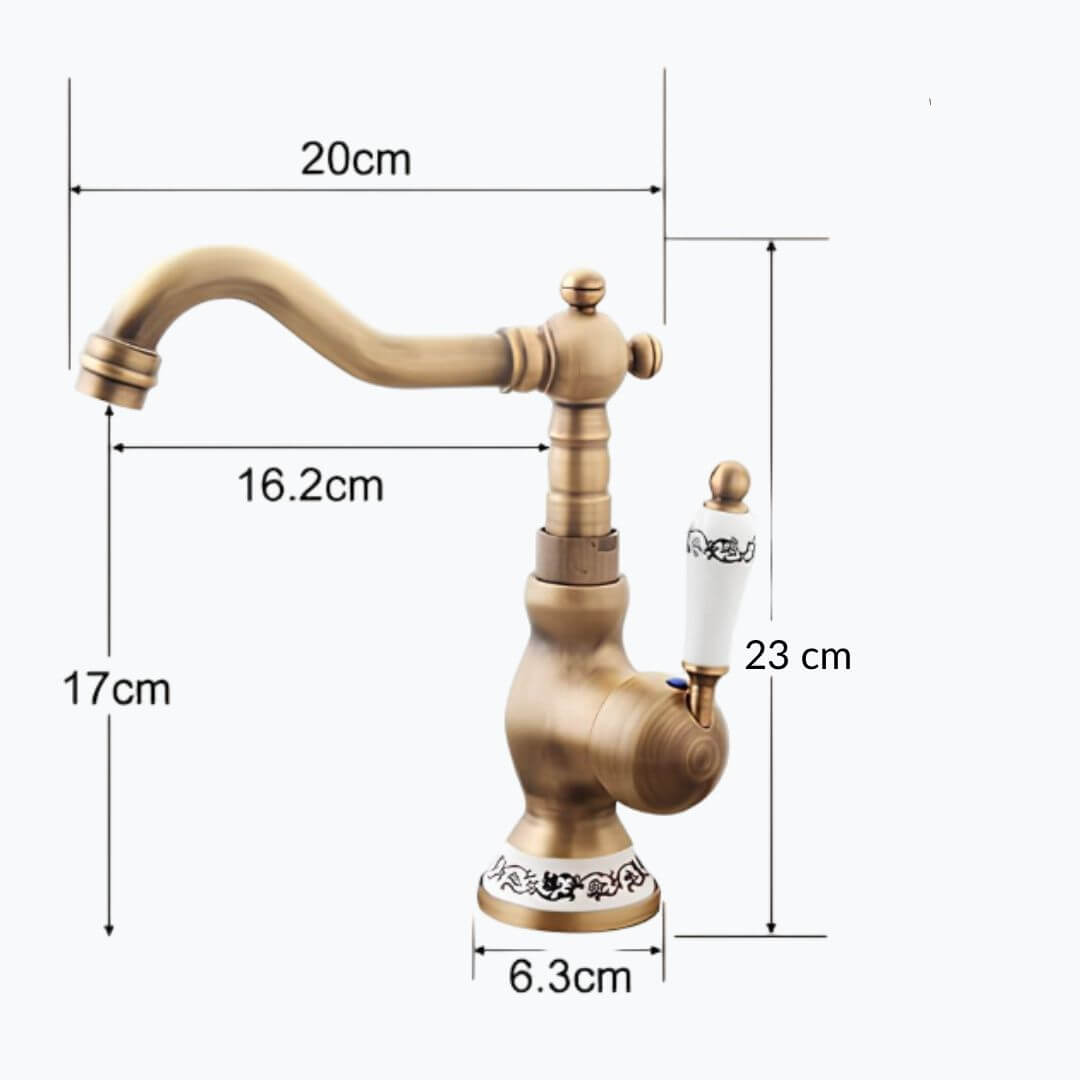 Robinet lavabo vintage bronze antique rotatif L'art du robinet