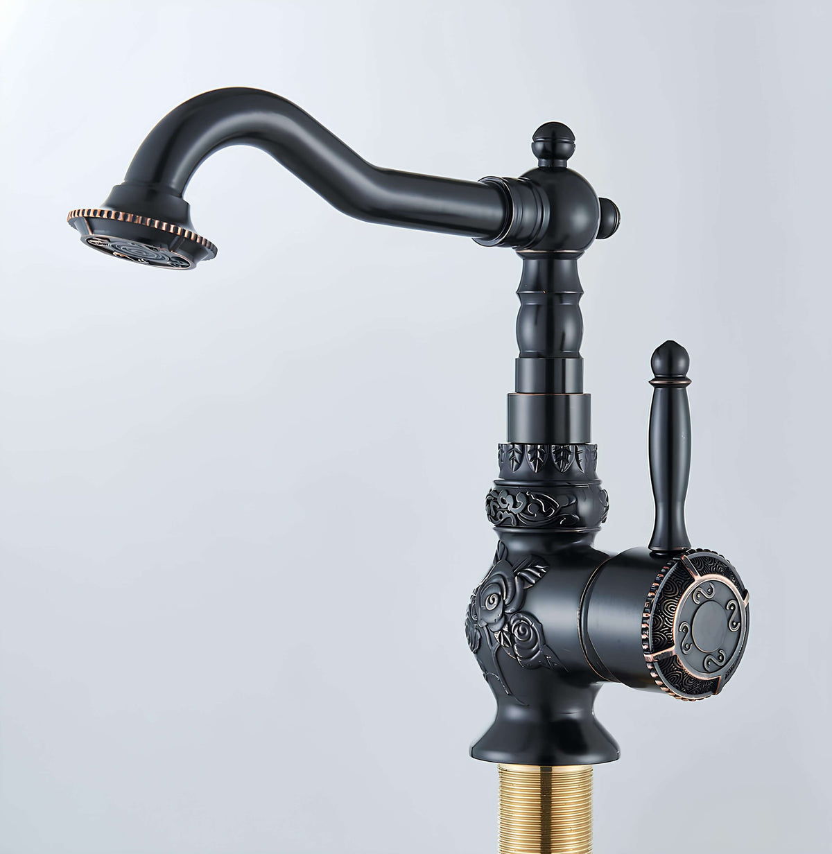 Robinet lavabo vintage laiton sculpté rotatif L'art du robinet