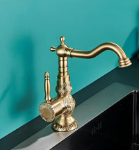 Robinet lavabo vintage laiton sculpté rotatif L'art du robinet