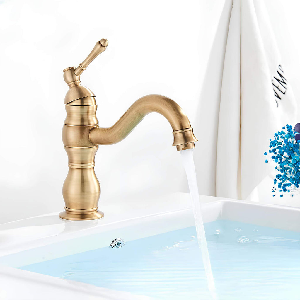 Robinet lavabo vintage laiton vieilli monocommande L'art du robinet