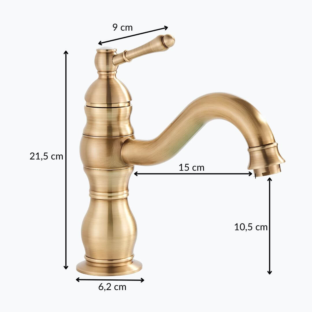 Robinet lavabo vintage laiton vieilli monocommande L'art du robinet