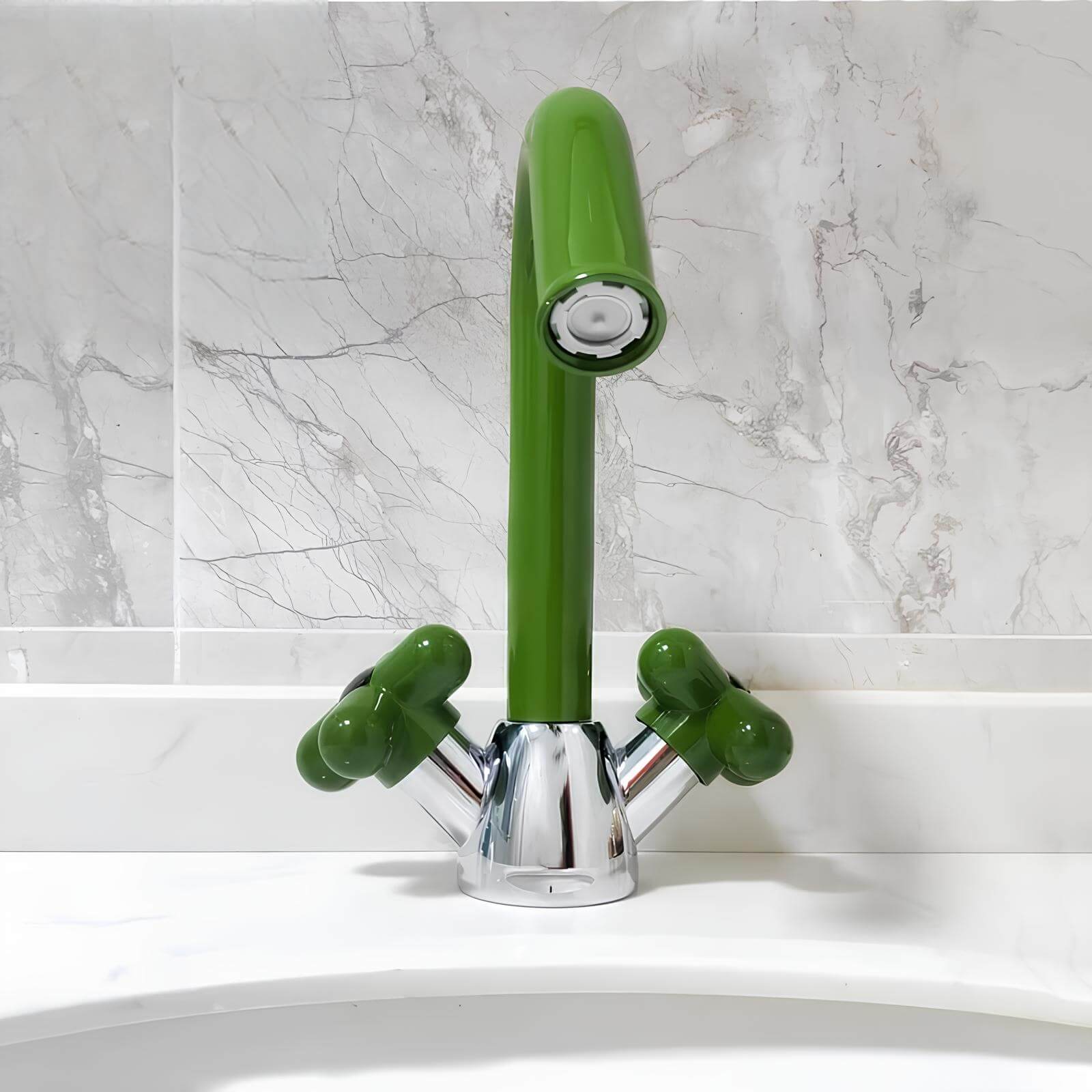 Robinet mélangeur lavabo double poignée contemporain L'art du robinet