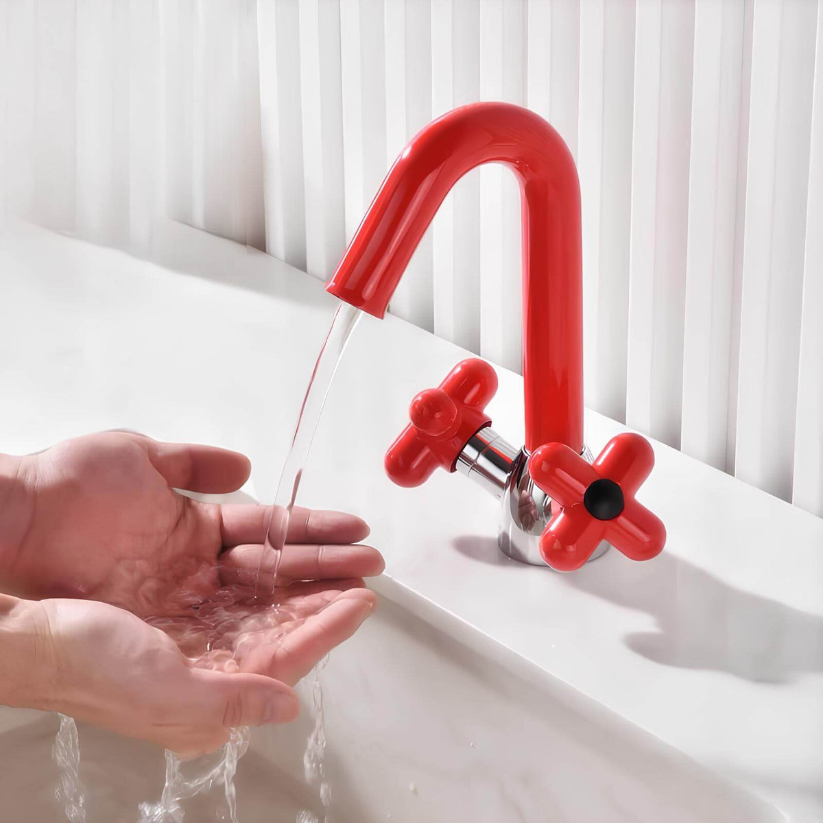 Robinet mélangeur lavabo double poignée contemporain L'art du robinet